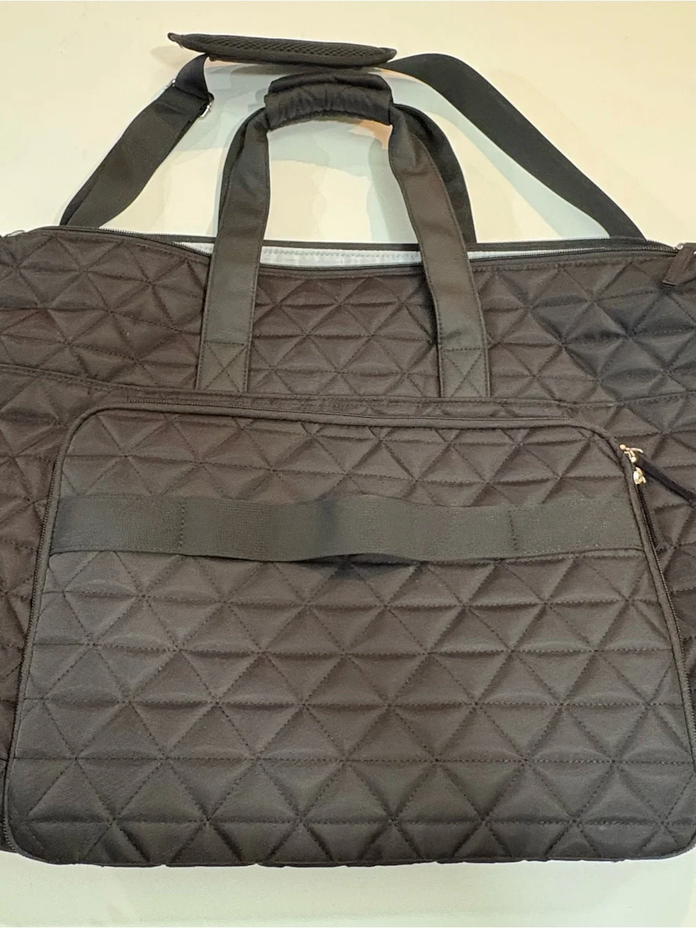 Quilted Black Laptop Carry Bag with Shoulder Strap